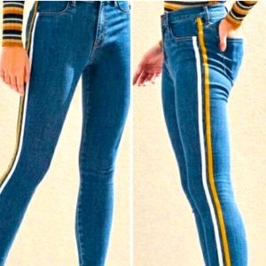 PACSUN HIGH RISE ANKLE SKINNY JEGGING,SIDE STRIPE SIZE 25